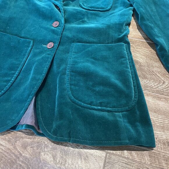 VIntage Blazer Womens 7/8 Green Velvet Mark Hober 70s Prep Royal Irish Christmas - Picture 7 of 15